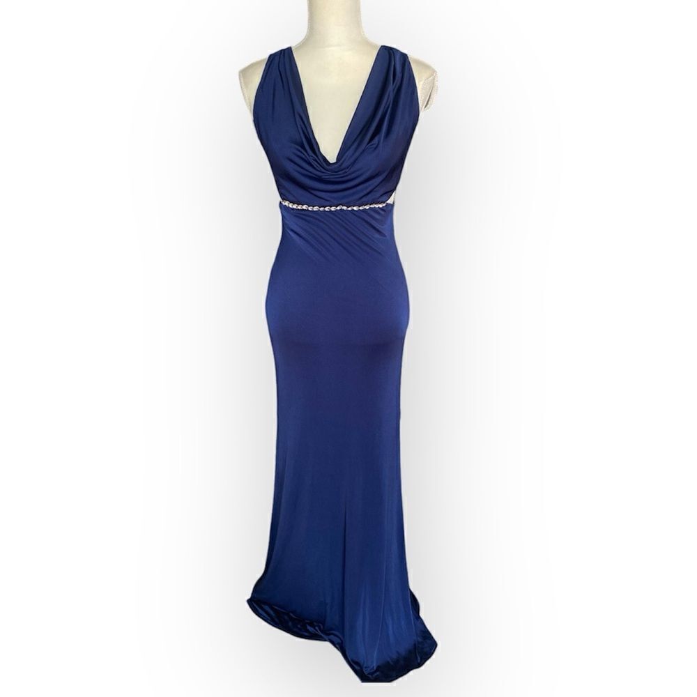Kurt Thomas Maxi Length Navy Blue Cut out Formal Evening Gown